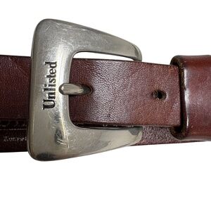 belt UNLISTED M/L brown leather silver buckle minimalist classic